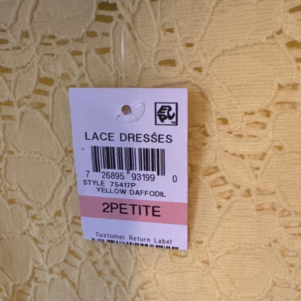 Alfani Petite Yellow Daffodil Lace Midi Dress. - Picture 2 of 6